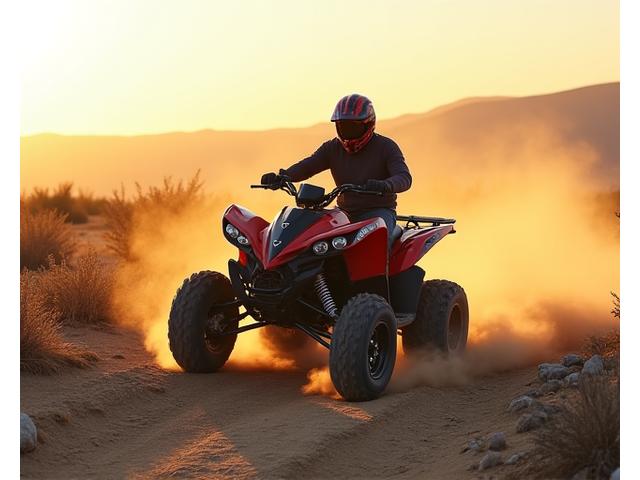 High-performance ATV traversing rugged Yukon desert terrain