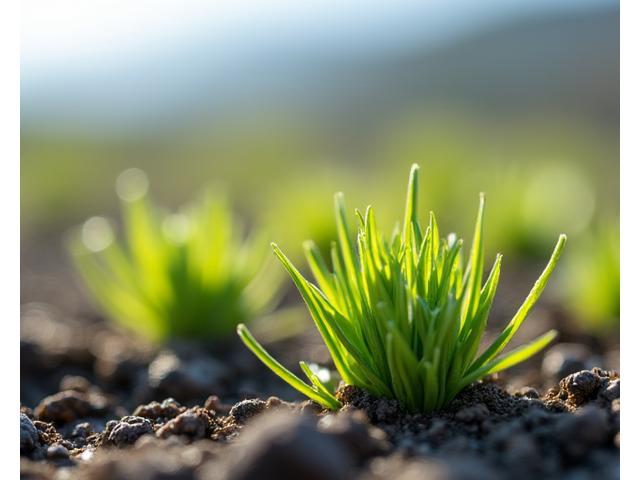 Fresh green shoots and wild plants emerging in the spring Yukon landscape.