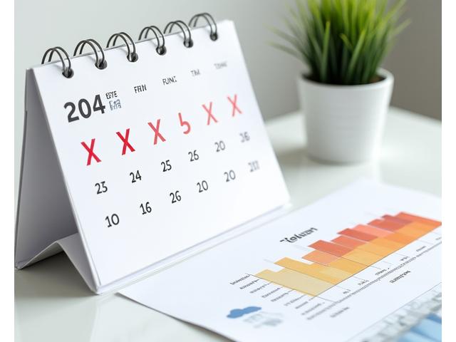 A calendar with a red 'X' on certain dates, next to a detailed timeline chart showing different percentages for refunds based on the date of cancellation. There's a small icon of a cloud with rain, hinting at weather considerations.