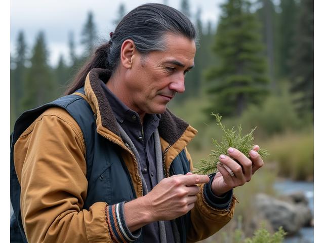Instructor Kai Standing Bear explaining traditional skills.